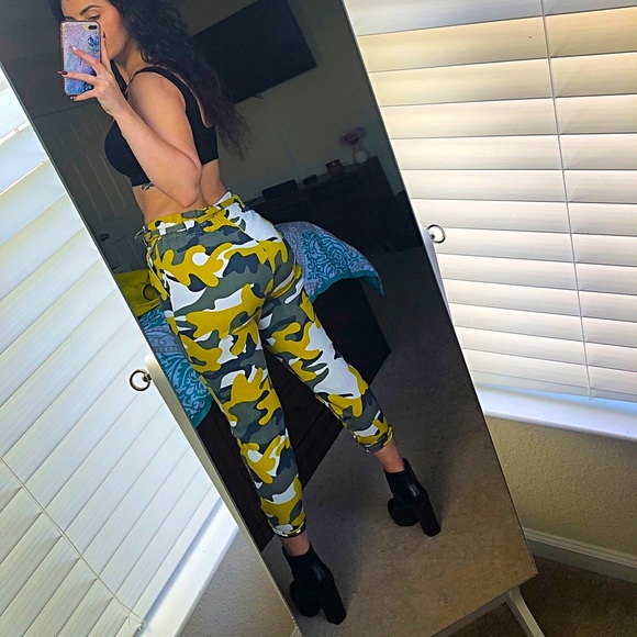 Military yellow and olive cargo pants size M/L - Picture 2 of 7